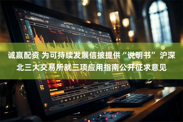 诚赢配资 为可持续发展信披提供“说明书” 沪深北三大交易所就三项应用指南公开征求意见