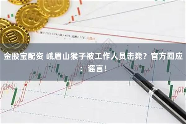 金股宝配资 峨眉山猴子被工作人员击毙？官方回应：谣言！